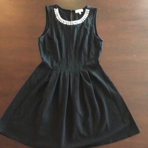 Fit and flare dress with beaded collar